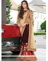 Beige And Brown Embroidered Work Designer Half N Half Saree