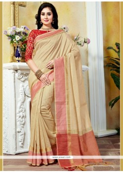 Beige Weaving Work Traditional Designer Saree