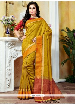 Mustard Art Silk Traditional Designer Saree