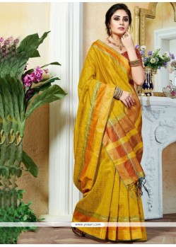 Weaving Art Silk Traditional Saree In Mustard