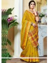 Weaving Art Silk Traditional Saree In Mustard