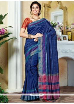 Blue Weaving Work Art Silk Traditional Designer Saree