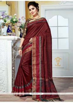 Art Silk Maroon Designer Traditional Saree