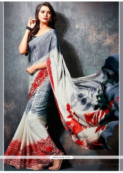 Multi Colour Print Work Printed Saree