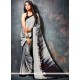 Grey Print Work Faux Georgette Printed Saree