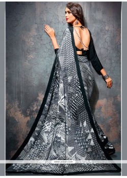 Grey Print Work Printed Saree