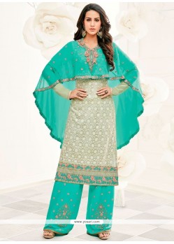 Blue Designer Palazzo Suit