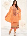 Faux Georgette Peach Resham Work Designer Suit