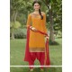 Cotton Orange Lace Work Punjabi Suit