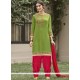 Lace Work Cotton Green Punjabi Suit