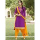 Cotton Purple Lace Work Punjabi Suit