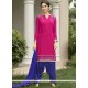 Embroidered Work Cotton Hot Pink Punjabi Suit