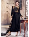 Velvet Black Zari Work Designer Straight Suit