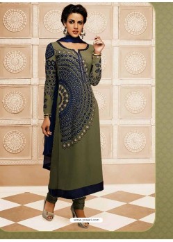 Blue And Green Georgette Churidar Suit