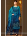 Viscose Blue Designer Straight Suit