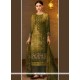 Embroidered Viscose Designer Straight Suit In Green