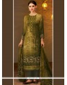 Embroidered Viscose Designer Straight Suit In Green