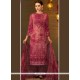 Embroidered Work Magenta Designer Straight Salwar Suit