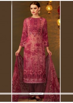 Embroidered Work Magenta Designer Straight Salwar Suit