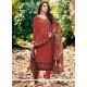 Resham Work Brown Designer Straight Suit