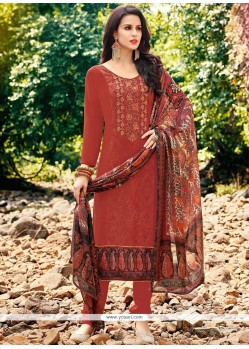 Resham Work Brown Designer Straight Suit