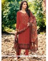 Resham Work Brown Designer Straight Suit