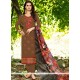 Faux Georgette Brown Designer Straight Suit