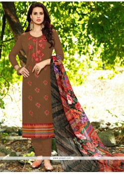 Faux Georgette Brown Designer Straight Suit