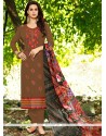 Faux Georgette Brown Designer Straight Suit