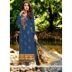 Blue Resham Work Faux Georgette Designer Straight Suit