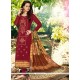 Faux Georgette Maroon Designer Straight Suit