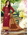 Faux Georgette Maroon Designer Straight Suit