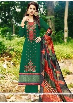 Embroidered Work Faux Georgette Designer Straight Suit