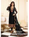 Ayesha Takia Black Faux Georgette Embroidered Work Churidar Designer Suit