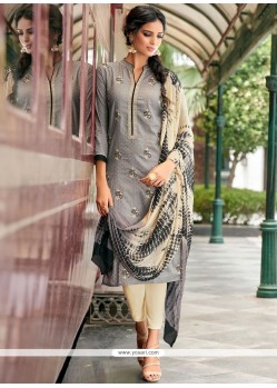 Embroidered Work Cotton Churidar Suit