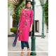 Hot Pink Cotton Churidar Suit