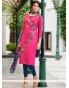 Hot Pink Cotton Churidar Suit