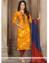 Resham Work Cotton Churidar Suit