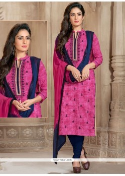 Hot Pink Cotton Churidar Suit