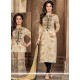 Beige Embroidered Work Churidar Suit