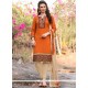 Resham Work Orange Churidar Suit