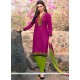 Rani Resham Work Cotton Churidar Suit