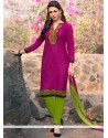 Rani Resham Work Cotton Churidar Suit