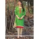 Embroidered Work Green Churidar Suit