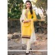 Cotton Yellow Resham Work Churidar Suit