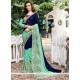 Faux Georgette Blue Classic Designer Saree