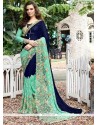 Faux Georgette Blue Classic Designer Saree