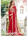 Patch Border Work Red Designer Saree