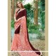 Faux Georgette Brown And Pink Saree