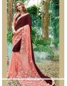 Faux Georgette Brown And Pink Saree